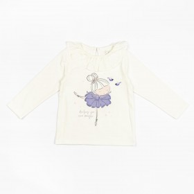 Camiseta algodón para bebé estampado volante y bailarina