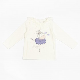 Camisola algodão para bebê e estampa babado e bailarina
