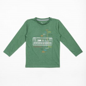 Camiseta de algodón color verde con motivo radio
