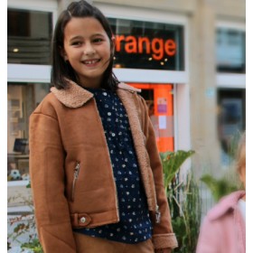 Cazadora Antelina Camel para niña