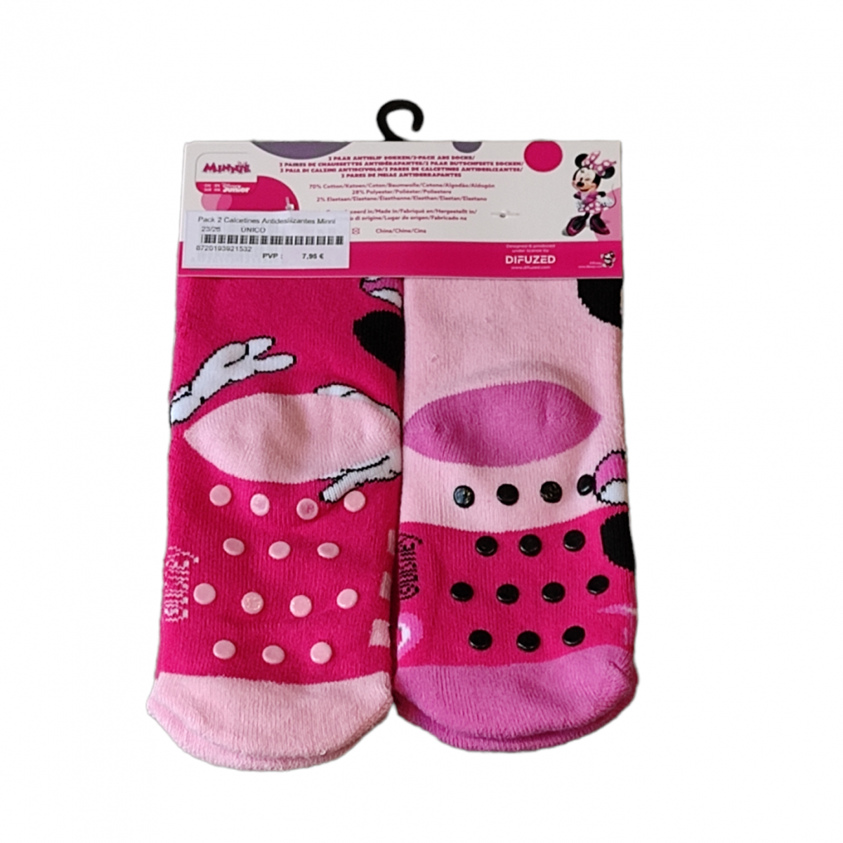 Pack de 2 calcetines antideslizantes de Minnie Mouse para niña.