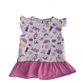 Camiseta para Bebé Niña en color rosa y estampado unicornios