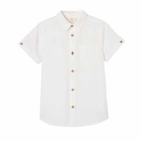 Camisa Manga corta de Lino para niño en blanco