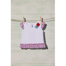 Camiseta para Bebé Niña en Blanco y estampado de Flores