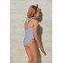 Bañador para Niña de rayas en Azul y Blanco