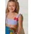 Bañador Bikini Niña estampado a Rayas con volante y lazo rojo
