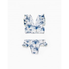 Bikini con estampado de hojas en Blanco y  Azul Marino