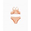 Bikini estampado en Naranja y Blanco para Niña