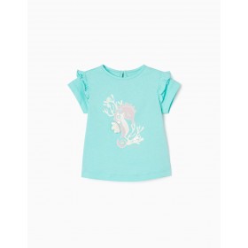 Camiseta Bebé en Azul Motivo Caballito de Mar