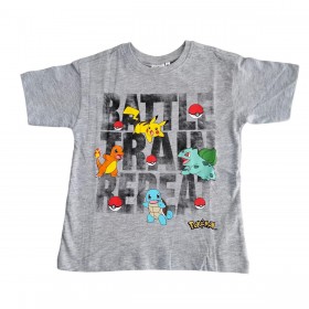 Camiseta Algodón POKEMON Battle Gris