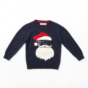 Suéter azul marinho com motivo de Papai Noel